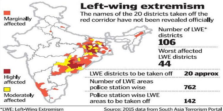 Red corridor Red Corridor data to be updated 20 districts to be taken of the