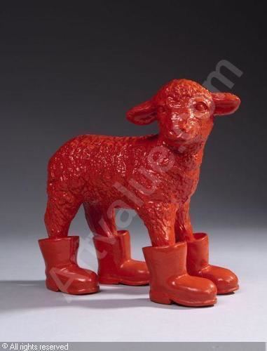 Red Lamb Cloned red lamb with boots sold by PIASA Paris on Wednesday June