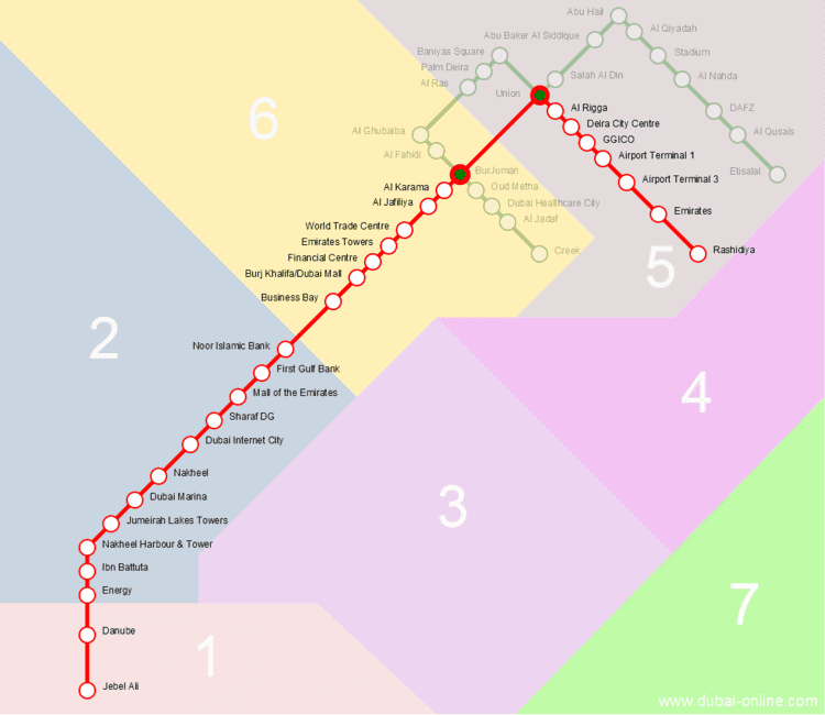 Red Line (Dubai Metro) Dubai Metro Red Line Stations Route Map