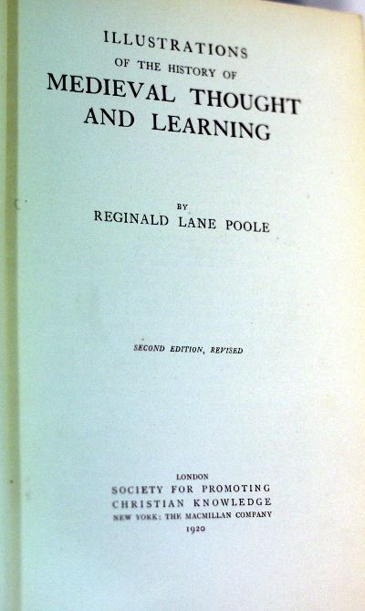 Reginald Lane Poole Medieval Thought and Learning Reginald Lane Poole 1920 GOHD Books