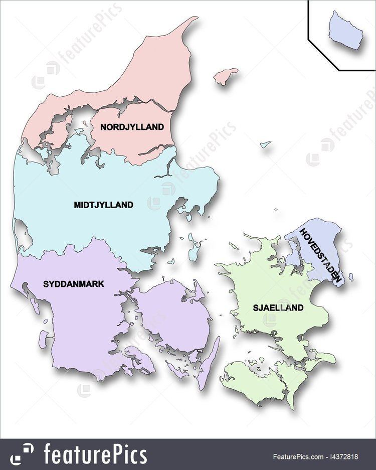 Regions of Denmark Map Of Regions Of Denmark Illustration
