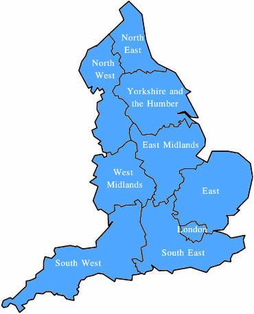 Regions of England England Government Official Regions