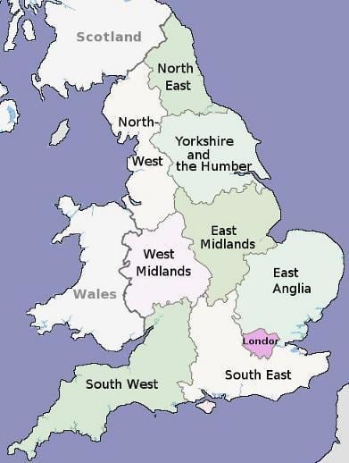 Regions of England The regions of England