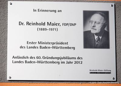Reinhold Maier fdpremsmurr Gedenktafel in Erinnerung an Dr Reinhold