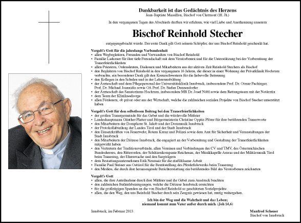 Reinhold Stecher Traueranzeige von Reinhold Stecher vom 09022013