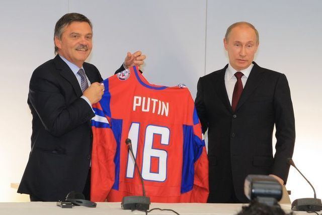 René Fasel Rene Fasel of IIHF and Vladimir Putin of Russia HockeyGods