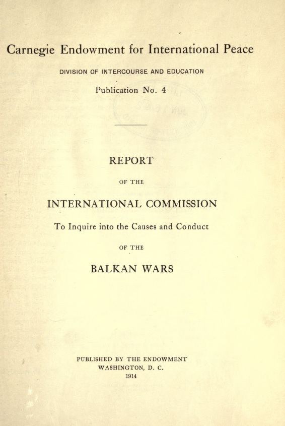Report of the International Commission on the Balkan Wars