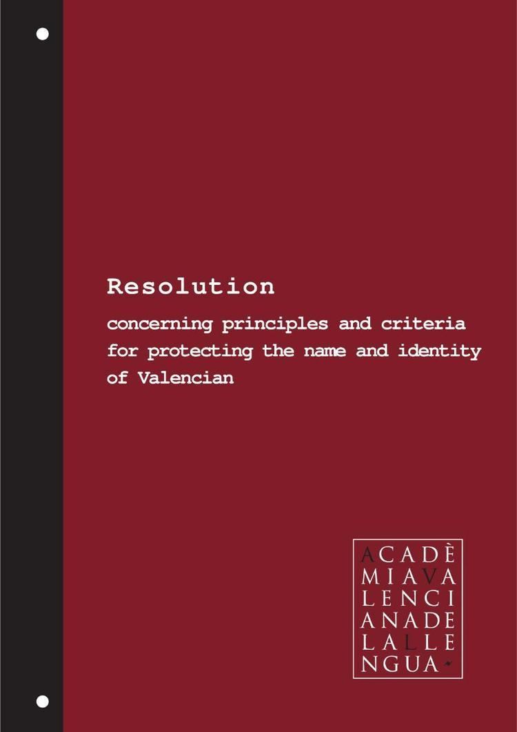 Resolution concerning principles and criteria for protecting the name and identity of Valencian