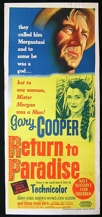 Return to Paradise (1953 film) RETURN TO PARADISE Movie poster GARY COOPER Rare Daybill