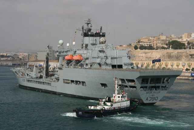 RFA Wave Ruler (A390) A390 RFA Wave Ruler Egh no 2 180709 Malta Ship Photos by