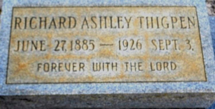 Richard Ashley Thigpen Richard Ashley Thigpen 1885 1926 Find A Grave Memorial