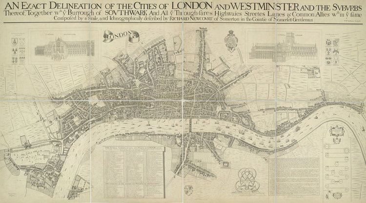 Richard Newcourt (cartographer) A map of the Cities of London and Westminster by Richard Newcourt