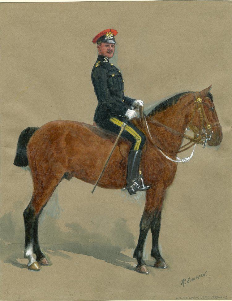 Richard Simkin 16th Queens Lancers Officer Undress Uniform 1908 by Richard Simkin