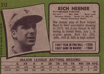 Richie Hebner Richie Hebner Gallery 1971 The Trading Card Database