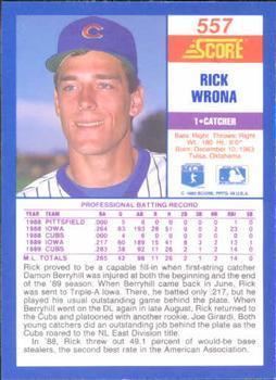 Rick Wrona 1990 Score Baseball Gallery The Trading Card Database