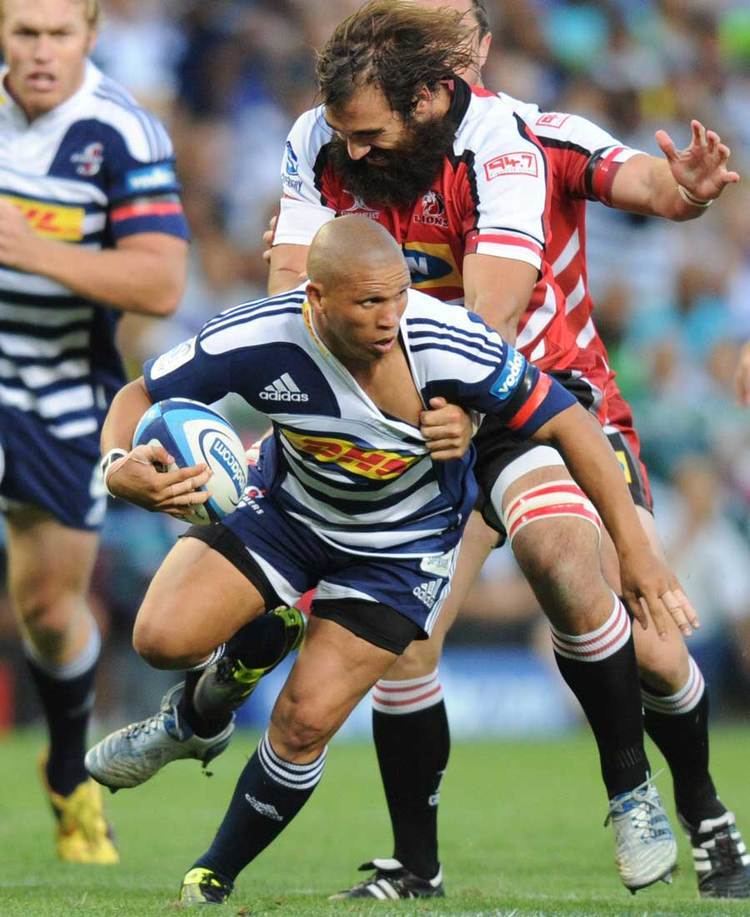 Ricky Januarie The Stormers39 Ricky Januarie is shackled against the Lions