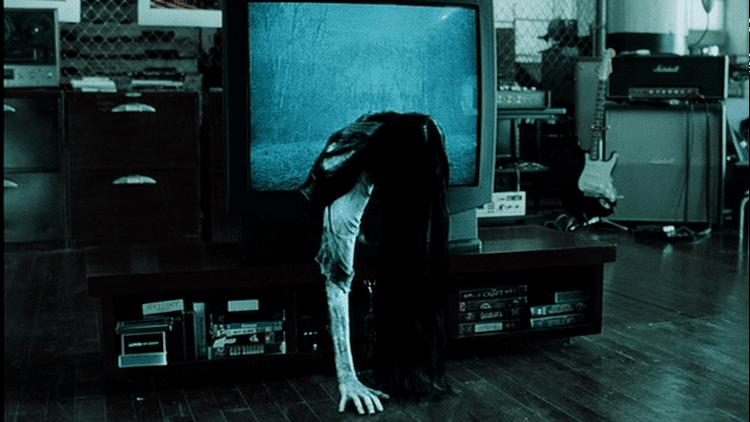 Ring (film) movie scenes The Ring 2002 Ringu 1998 Shocking the world with their coming out television appearances Samara and Sadako draw a tie at number 5 This scene 