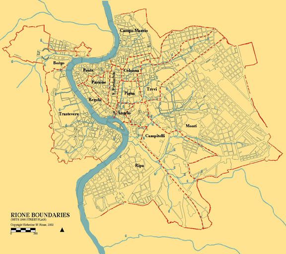 Rioni of Rome Rione Boundaries Rome 1748