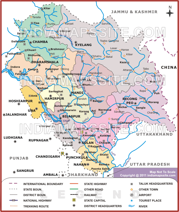 Rivers in Himachal Pradesh Himachal Pradesh River Map Map of Himachal Pradesh River