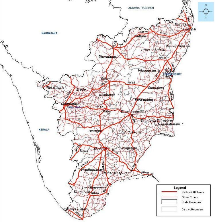 Road network in Tamil Nadu
