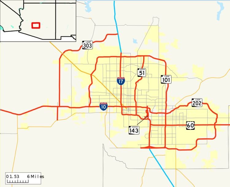 Roads and freeways in metropolitan Phoenix