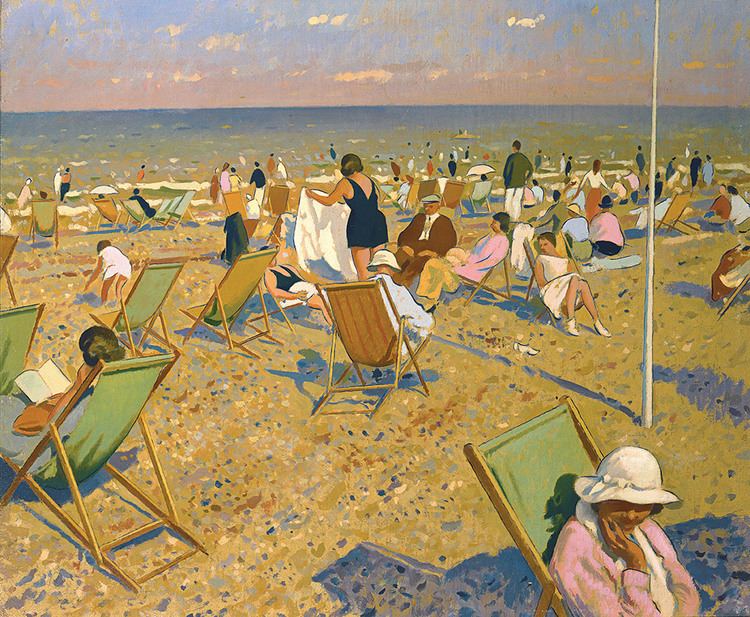 Robert Duckworth On the Beach 1968 peinture sur huile de Robert Duckworth Greenham