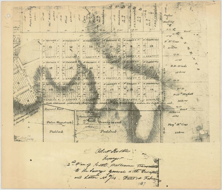 Robert Hoddle 1837 East Melbourne Plan Robert Hoddle East Melbourne