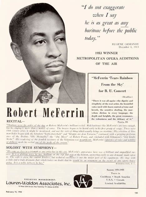 Robert McFerrin The Durbeck Archive Black Classical Singers Robert McFerrin