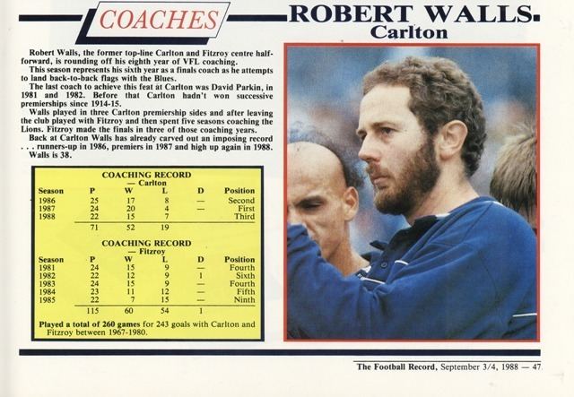 Robert Walls Blueseum History of the Carlton Football Club WALLS Robert