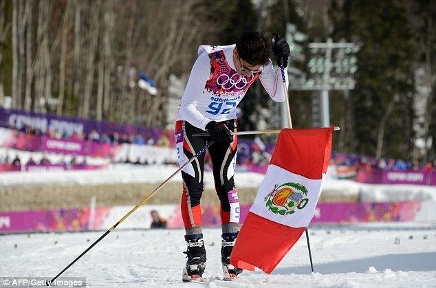 Roberto Carcelen Peruvian skier Roberto Carcelen ends race last getting hug