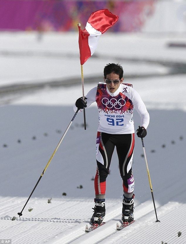 Roberto Carcelen Peruvian skier Roberto Carcelen ends race last getting hug