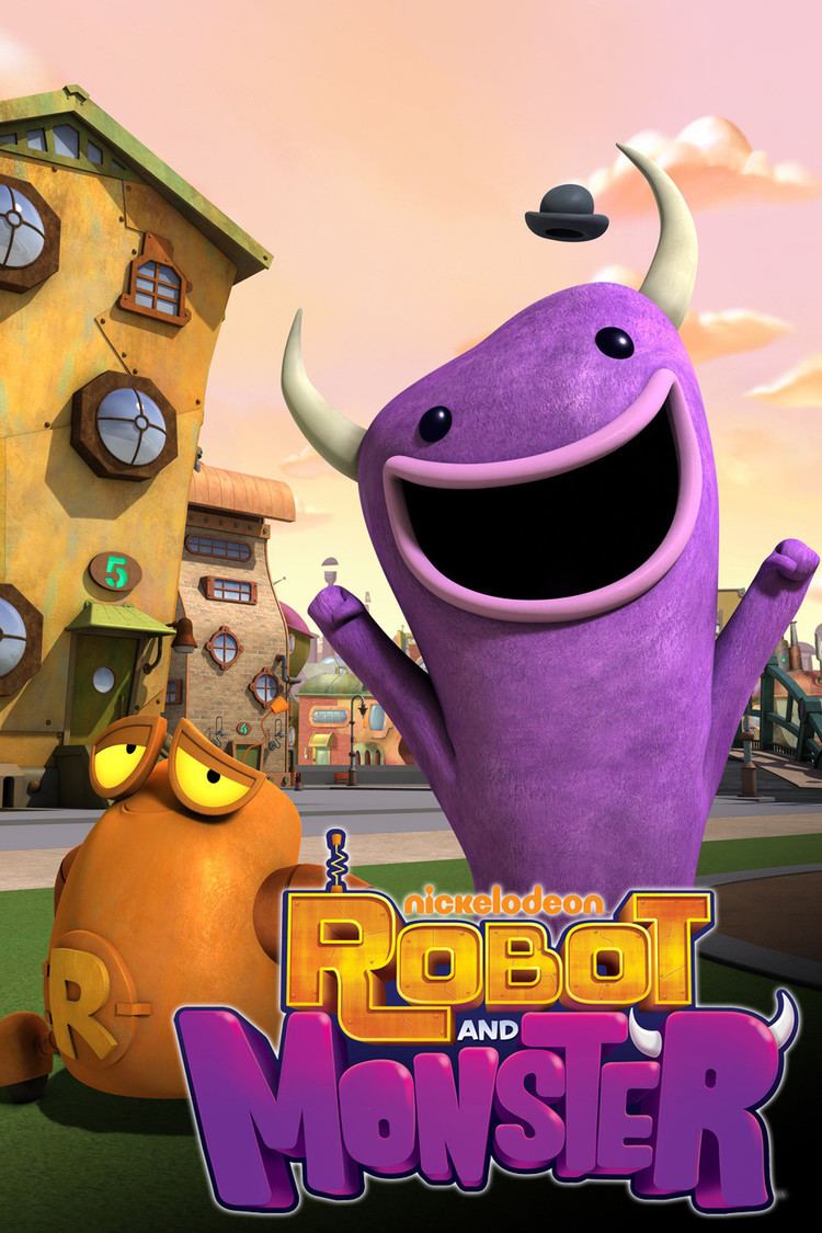 A poster of Nickelodeon's Robot and Monster, a 2012 American CGI animated television series created by Dave Pressler, Joshua Sternin and J.R. Ventimilia. The series focuses on the day-to-day adventures of Robot Default, a genius inventor, living with his roommate Monster Krumholtz, a cheerful and enthusiastic purple creature.