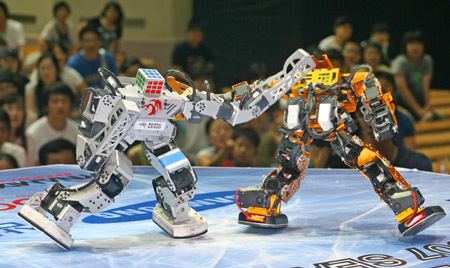 Robot competition Combative robots fight each other