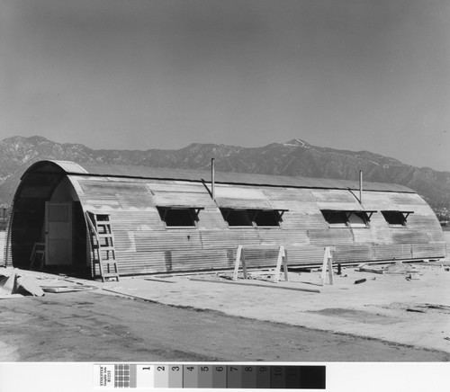 Rodger Young Village Calisphere Photograph of Quonset hut construction at Rodger Young