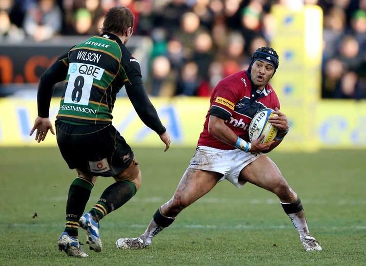 Roger Wilson (rugby union) Sale centre Sam Tuitupou takes on Roger Wilson Rugby Union Photo