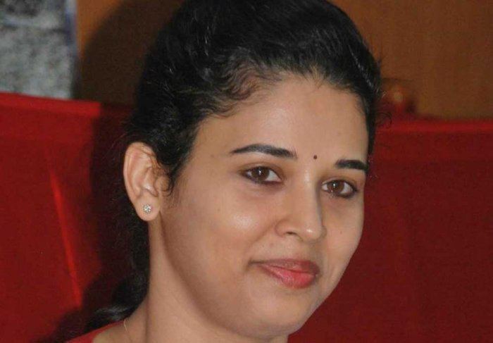 Rohini Sindhuri while smiling