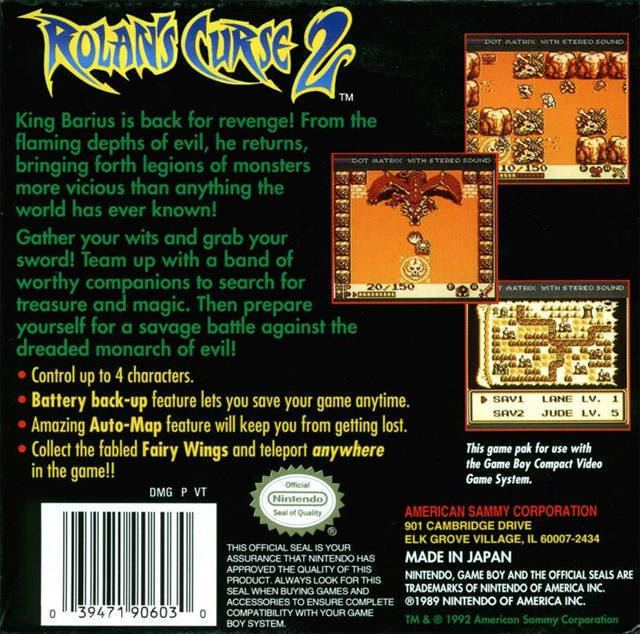 Rolan's Curse II Rolan39s Curse 2 Box Shot for Game Boy GameFAQs