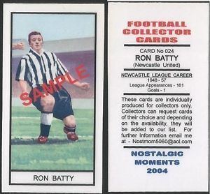 Ron Batty Memory Lane NEWCASTLE UTD Ron Batty sample card 14 eBay