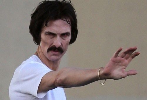 Matthew McConaughey wearing a white shirt who played the role of Ronald Dickson Woodroof in the film Dallas Buyers Club.