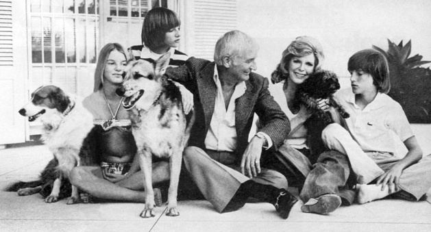 This happy family photo from the 1970s of Julie London and Bobby Troup with their children and dogs