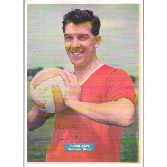 Ronnie Cope Signed picture of Ronnie Cope the Busby Babe and Manchester United