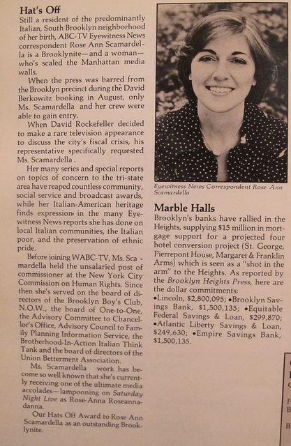 An article about Rose Ann Scamardella and on the upper right is her portrait while she is smiling and wearing a polka dot blouse