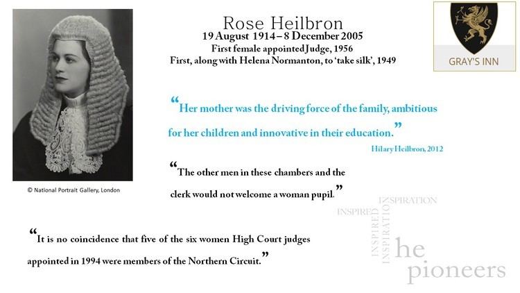 Rose Heilbron Then the Legal Pioneers Women in the Law Inspired and Inspirations