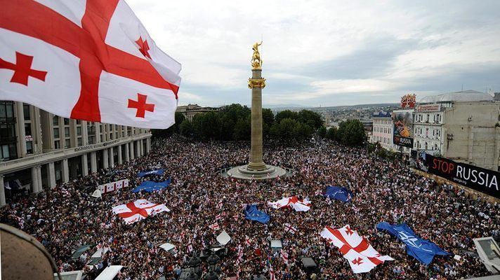 Georgians protests during 2003 Rose Revolution in Tbilisi. Source: alchetron.com ~