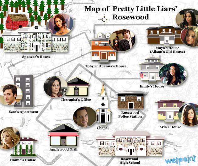 Rosewood, Pennsylvania Map of Pretty Little Liars39 Rosewood
