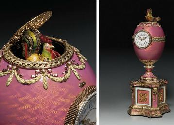 Rothschild (Fabergé egg) A JEWELLED VARICOLOURED GOLDMOUNTED AND ENAMELLED EGG ON PLINTH