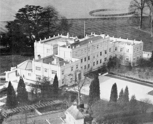 Black and white aerial view of the Royal Lodge
