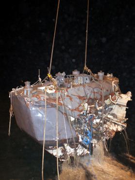 RSS Courageous Collision at Sea Aft of RSS Courageous Successfully Lifted from Seabed
