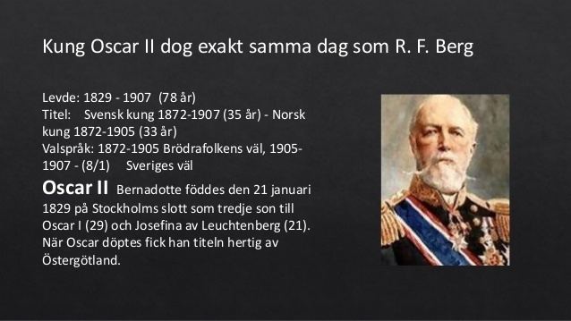 Rudolf Fredrik Berg Tv kungar att minnas Rudolf Fredrik Berg och Oscar II