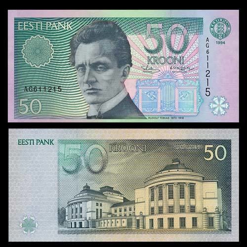 Rudolf Tobias 50 KROONI Banknote ESTONIA 1994 Composer Rudolf TOBIAS
